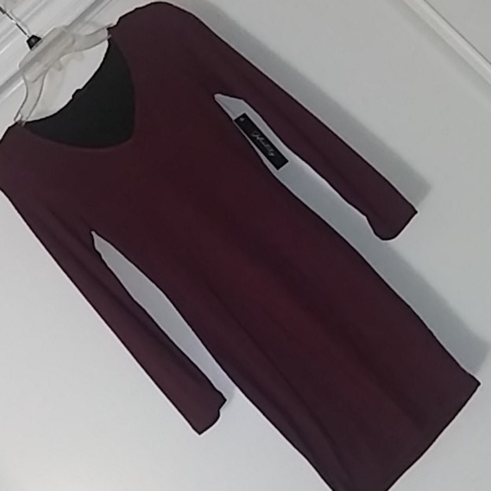 Knee Length Burgandy VNeck Open Turtle Neck Atache
